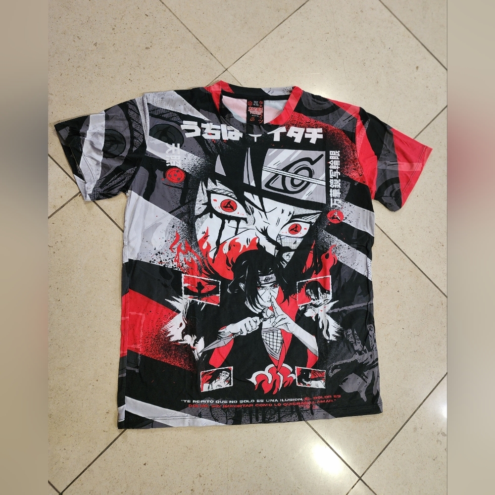 Naruto Red Fire Wraparound Adult Mens T-Shirt Size Large Manga Anime